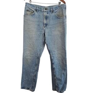 Vintage Lee Jeans Men Size 36x32 Y2K Light Wash Retro Western Ranch Denim Grunge